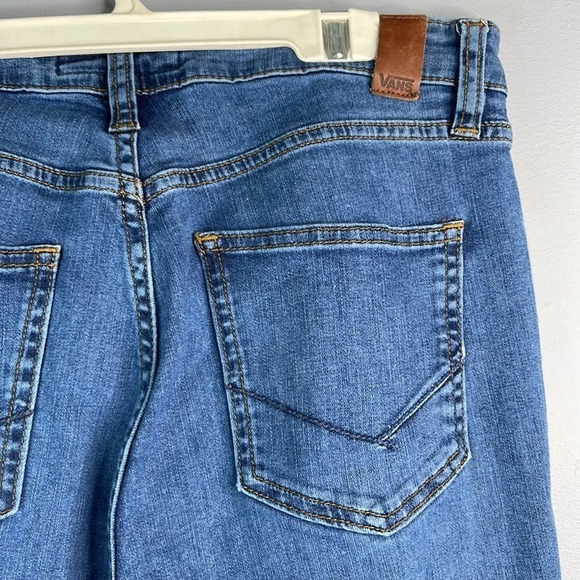 VANS High Waist Skinny Jeans Blue Medium Wash Distressed Busted Knee Skater 28 - Picture 5 of 11